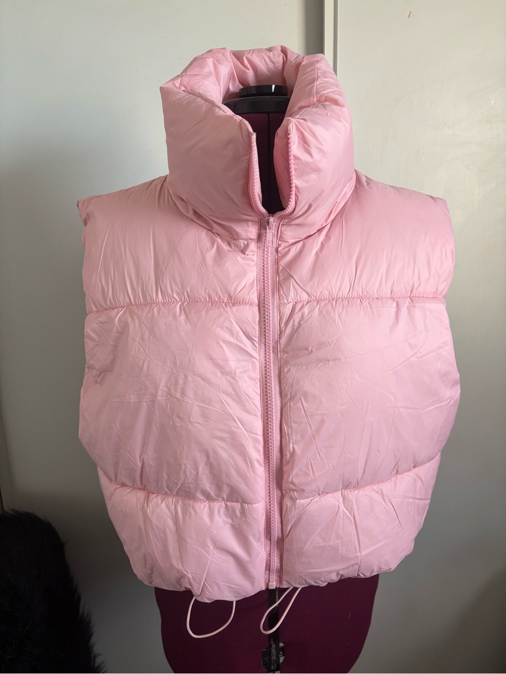 EUC Women's Light Pink Puffer Vest - Sleeveless Zip-Front, Size XL